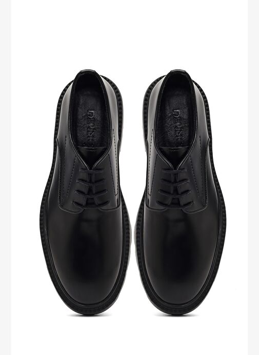 Erkek Siyah Bağcıklı Deri Casual Ayakkabı 25WFD671122 - Görsel 8
