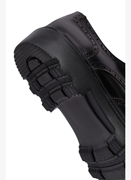 Erkek Siyah Kalın Tabanlı Deri Casual Ayakkabı 25WFD671522 - Görsel 9