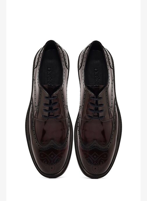 Erkek Bordo Kalın Tabanlı Deri Casual Ayakkabı 25WFD671522 - Görsel 8