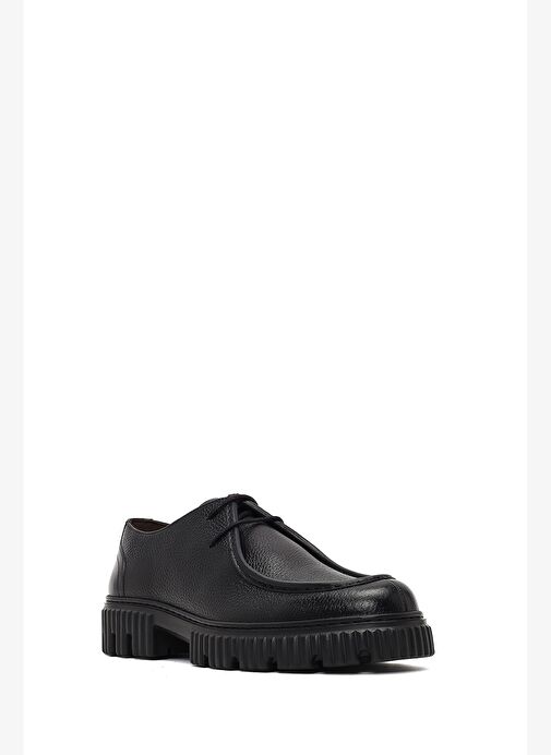 Erkek Siyah Bağcıklı Kalın Tabanlı Deri Casual Ayakkabı 25WFD6053FT - Görsel 7