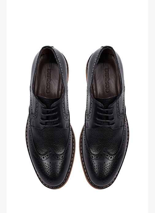 Erkek Siyah Bağcıklı Deri Casual Ayakkabı 25WFD603814 - Görsel 8