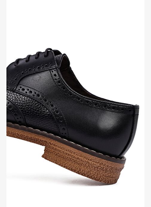 Erkek Siyah Bağcıklı Deri Casual Ayakkabı 25WFD603814 - Görsel 9