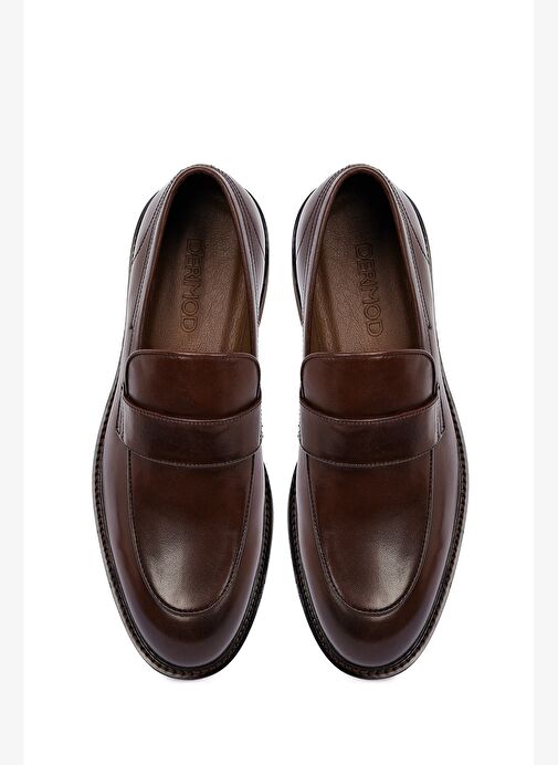 Erkek Kahverengi Deri Casual Loafer 25WFD605718 - Görsel 8