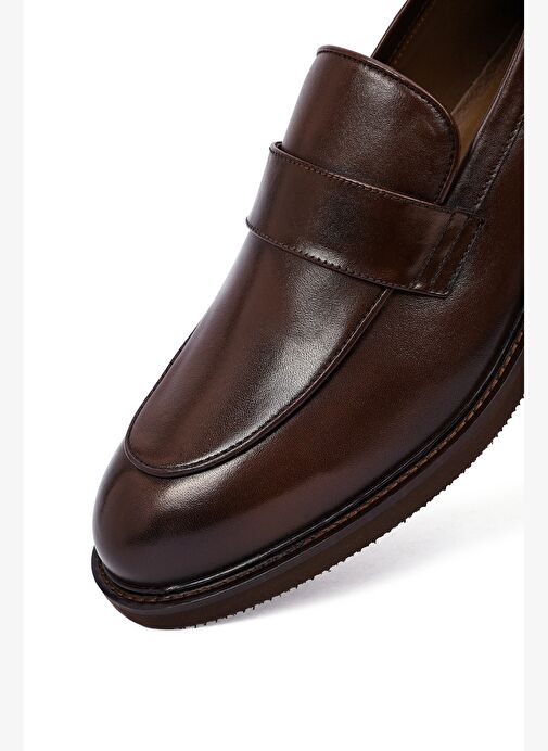 Erkek Kahverengi Deri Casual Loafer 25WFD605718 - Görsel 9