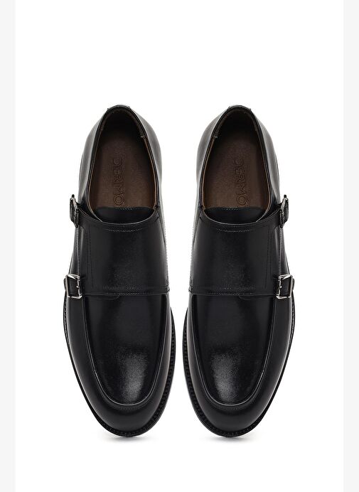 Erkek Siyah Çift Tokalı Deri Klasik Ayakkabı 25WFD603418 - Görsel 8