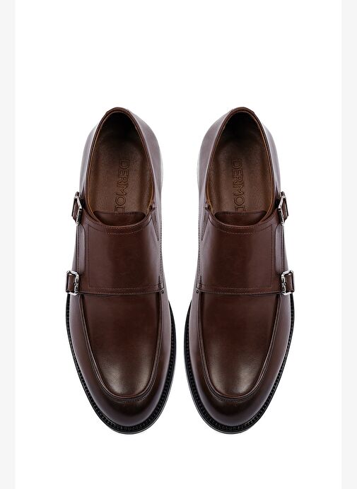 Erkek Kahverengi Çift Tokalı Deri Klasik Ayakkabı 25WFD603418 - Görsel 8