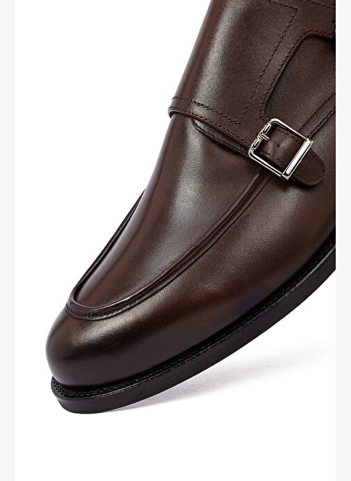 Erkek Kahverengi Çift Tokalı Deri Klasik Ayakkabı 25WFD603418 - Görsel 9