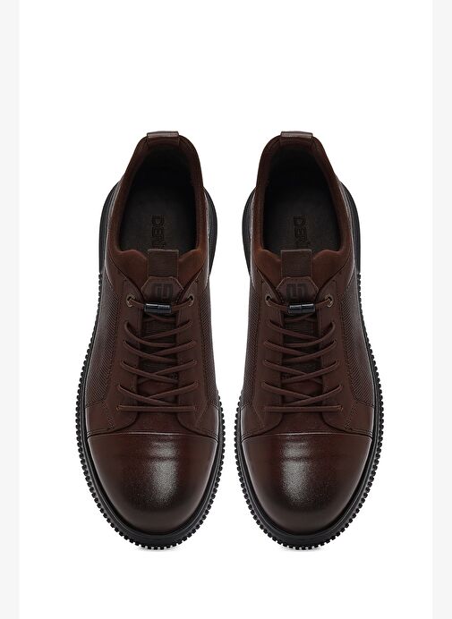 Erkek Kahverengi Bağcıklı Deri Sneaker 25WFD676026 - Görsel 8