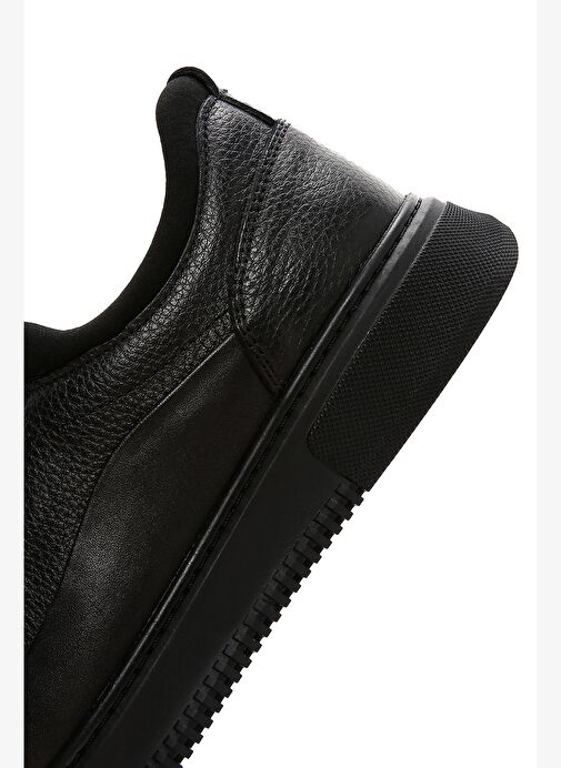 Erkek Siyah Bağcıklı Deri Sneaker 25WFD6761FT - Görsel 8