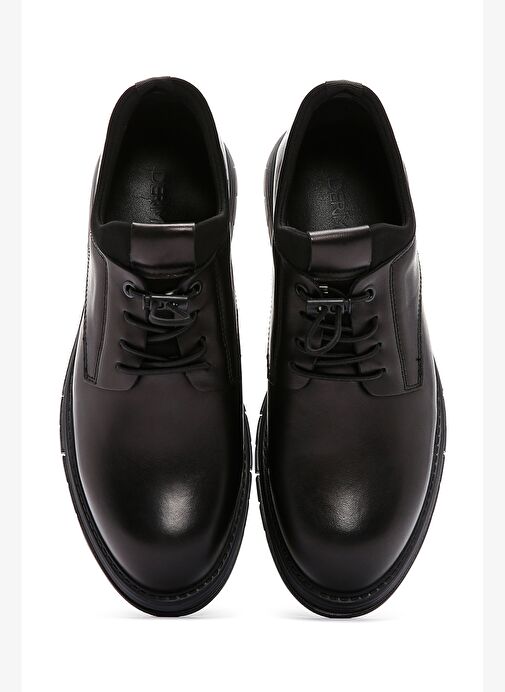 Erkek Siyah Bağcıklı Deri Casual Ayakkabı 25WFD676518 - Görsel 7