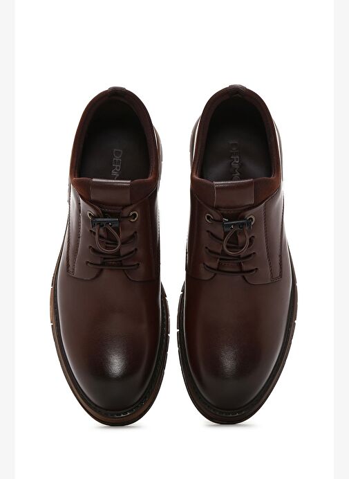 Erkek Kahverengi Bağcıklı Deri Casual Ayakkabı 25WFD676518 - Görsel 7