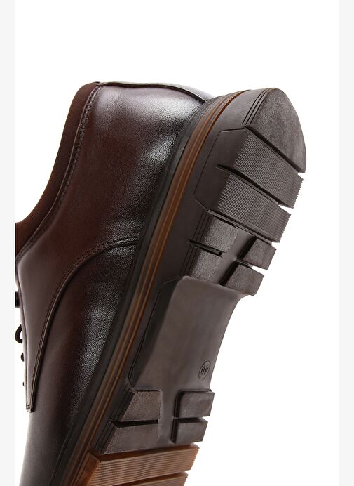 Erkek Kahverengi Bağcıklı Deri Casual Ayakkabı 25WFD676518 - Görsel 9