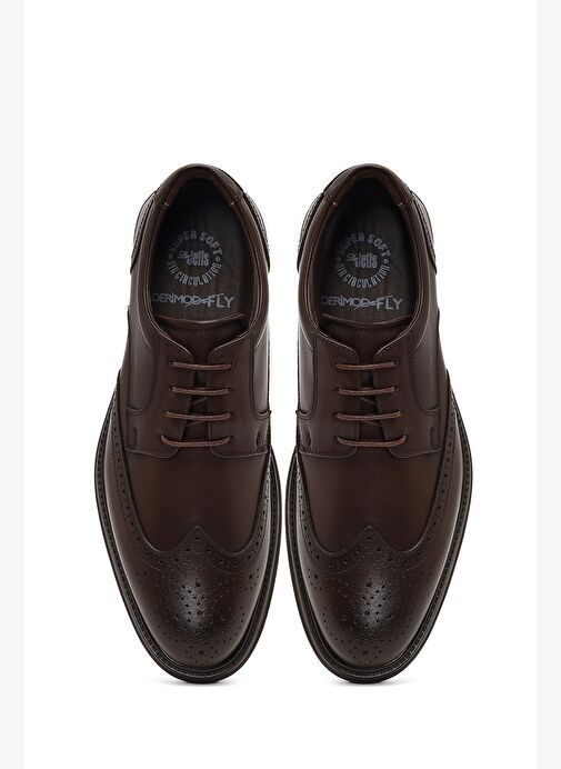 Erkek Kahverengi Bağcıklı Deri Casual Ayakkabı 25WFD677418 - Görsel 8
