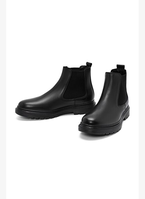 Erkek Siyah Deri Chelsea Bot 25WFD677118 - Görsel 4