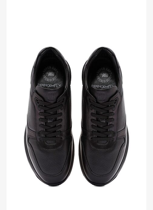 Erkek Siyah Bağcıklı Deri Casual Sneaker 25WFD6768FT - Görsel 8