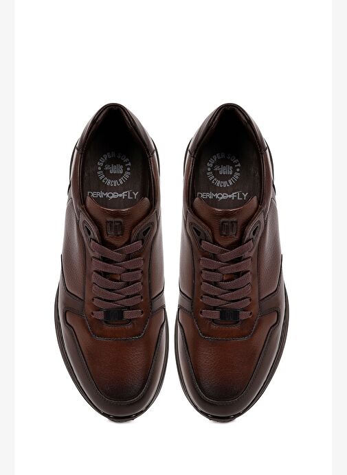 Erkek Kahverengi Bağcıklı Deri Casual Sneaker 25WFD6768FT - Görsel 8