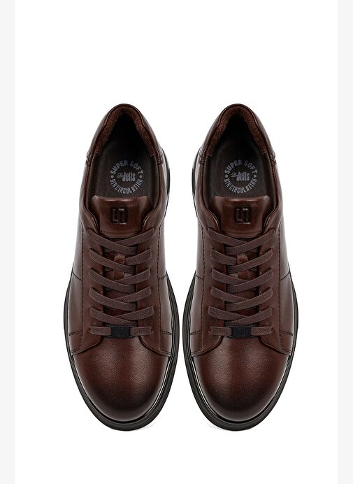 Erkek Kahverengi Bağcıklı Deri Casual Sneaker 25WFD676918 - Görsel 8