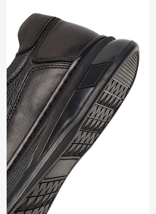 Erkek Siyah Bağcıklı Deri Casual Sneaker 25WFD677214 - Görsel 9