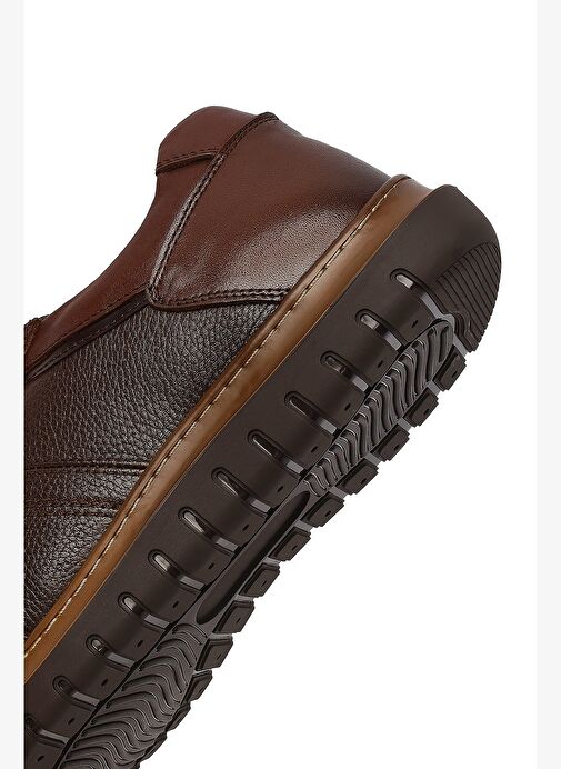 Erkek Kahverengi Bağcıklı Deri Sneaker 25WFD677314 - Görsel 9