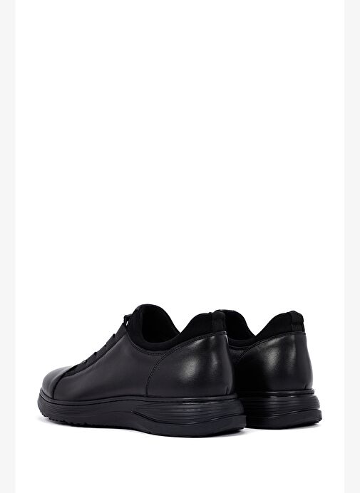 Erkek Siyah Bağcıklı Deri Casual Sneaker 25WFD6775FT - Görsel 6