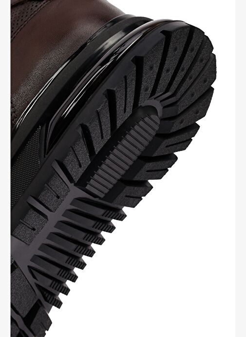 Erkek Kahverengi Bağcıklı Deri Casual Sneaker 25WFD677818 - Görsel 9