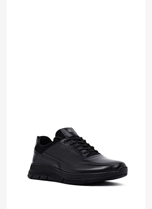 Erkek Siyah Bağcıklı Deri Casual Sneaker 25WFD650014 - Görsel 7