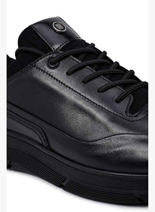 Erkek Siyah Bağcıklı Deri Casual Sneaker 25WFD650014 - Görsel 9