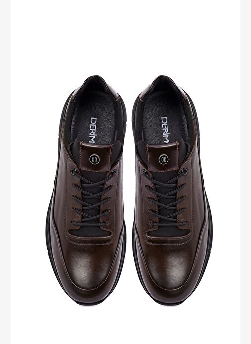 Erkek Kahverengi Bağcıklı Deri Casual Sneaker 25WFD650014 - Görsel 8