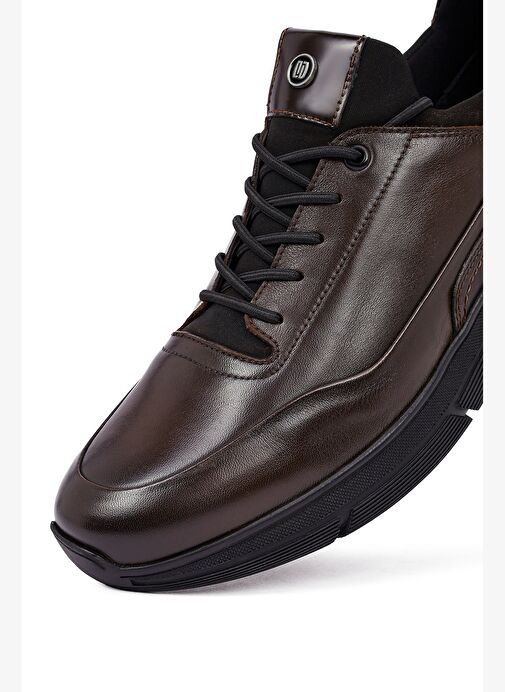 Erkek Kahverengi Bağcıklı Deri Casual Sneaker 25WFD650014 - Görsel 9