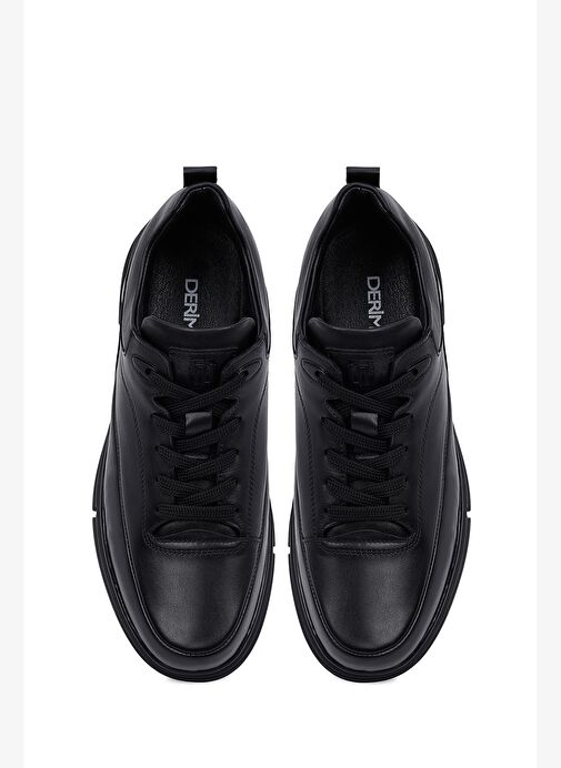 Erkek Siyah Bağcıklı Deri Casual Sneaker 25WFD650118 - Görsel 8