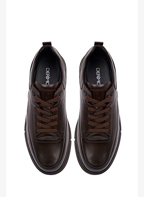 Erkek Kahverengi Bağcıklı Deri Casual Sneaker 25WFD650118 - Görsel 8