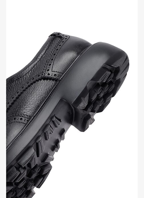 Erkek Siyah Bağcıklı Kalın Tabanlı Deri Casual Ayakkabı 25WFD7509FT - Görsel 9