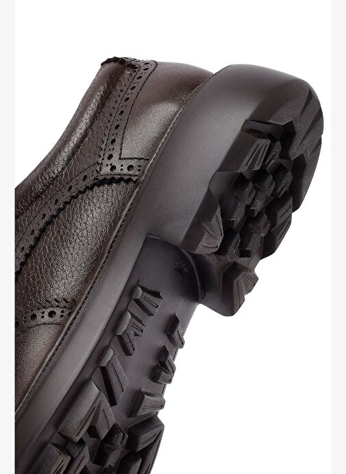 Erkek Kahverengi Bağcıklı Kalın Tabanlı Deri Casual Ayakkabı 25WFD7509FT - Görsel 9