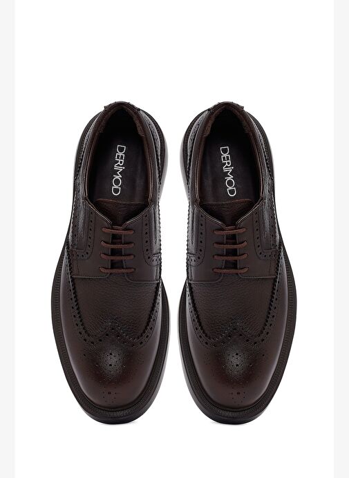 Erkek Kahverengi Bağcıklı Kalın Tabanlı Deri Casual Ayakkabı 25WFD7509FT - Görsel 8