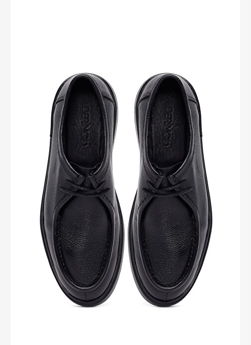 Erkek Siyah Bağcıklı Kalın Tabanlı Deri Casual Ayakkabı 25WFD7510FT - Görsel 8