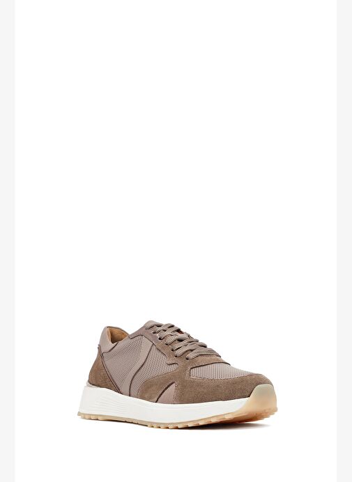 Kadın Vizon Bağcıklı Kalın Tabanlı Deri Sneaker 25AFD370714 - Görsel 7