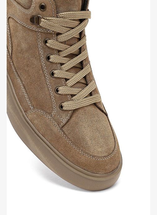 Erkek Bej Bağcıklı Süet Deri Spor Bot 25WFD702310 - Görsel 9