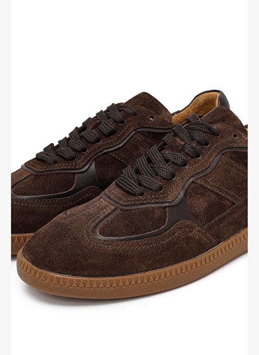Kadın Kahverengi Bağcıklı Süet Deri Sneaker 25AFD370810 - Görsel 9