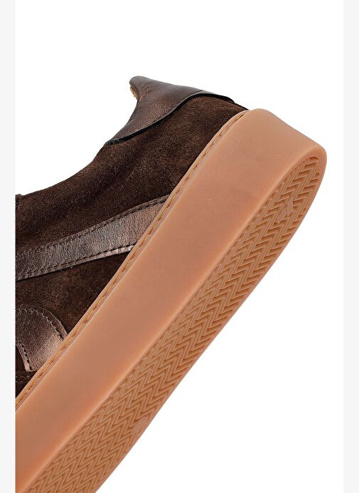 Kadın Kahverengi Bağcıklı Süet Deri Sneaker 25AFD370910 - Görsel 9