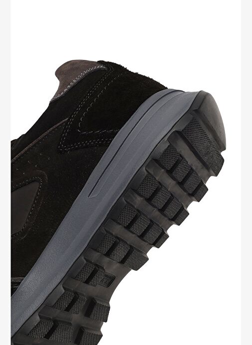 Erkek Siyah Bağcıklı Deri Sneaker 25WFD707314 - Görsel 9