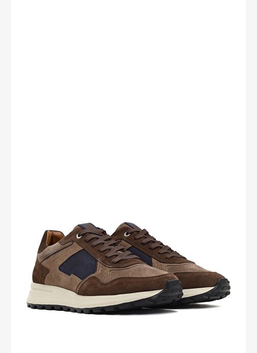 Erkek Kahverengi Bağcıklı Deri Sneaker 25WFD707314 - Görsel 4