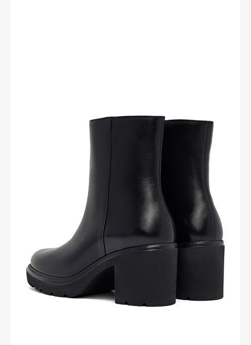 Kadın Siyah Fermuarlı Kalın Topuklu Deri Bot 25WFD281618 - Görsel 8