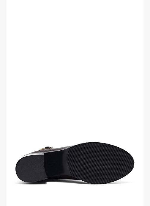 Kadın Kahverengi Fermuarlı Kalın Topuklu Deri Bot 25WFD281518 - Görsel 7