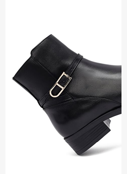 Kadın Siyah Fermuarlı Deri Bot 25WFD281418 - Görsel 5