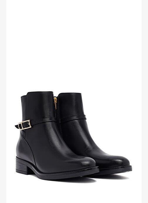 Kadın Siyah Fermuarlı Deri Bot 25WFD281418 - Görsel 4