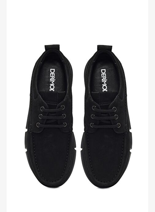 Erkek Siyah Bağcıklı Nubuk Deri Casual Ayakkabı 25WFD7101V3 - Görsel 8