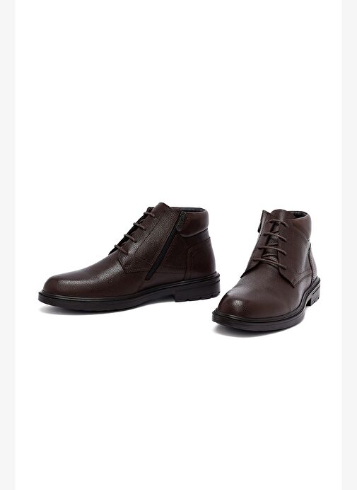 Erkek Kahverengi Fermuarlı Deri Bot 25WFD7100FT - Görsel 4