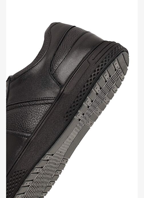 Erkek Siyah Bağcıklı Deri Casual Sneaker 25WFD710618 - Görsel 9