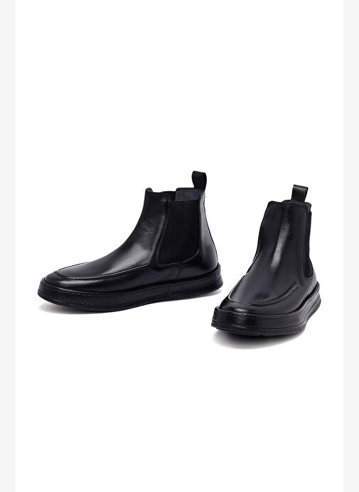 Erkek Siyah Deri Chelsea Bot 25WFD654218 - Görsel 4