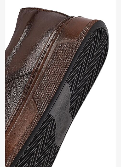 Erkek Kahverengi Bağcıklı Deri Sneaker 25WFD654318 - Görsel 9